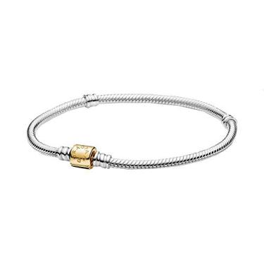 Imagem de PANDORA Pulseira "Moments" prata fecho de cobra 14K ouro 599347C00 21 cm