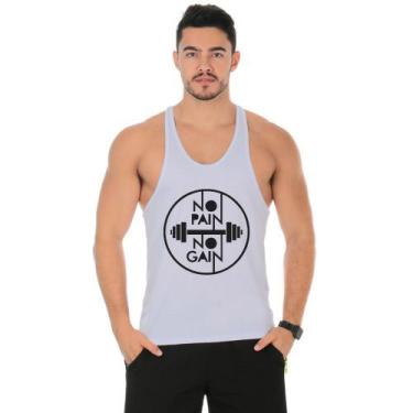 Imagem de Camiseta Regata Cavada Masculino Academia Treino No Pain No Gain - DUM