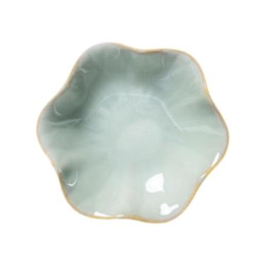 Imagem de UGPLM Tigela para chaves, suporte para colheres em formato de flor, descanso para colheres, prato para anéis, bandeja de cerâmica para bugigangas para, Branco Verde