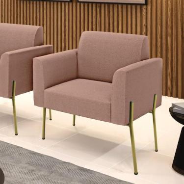 Imagem de Poltrona Sala de Estar Pé Ferro Dourado Marisa Bouclê Rosê D03 - D'Ros