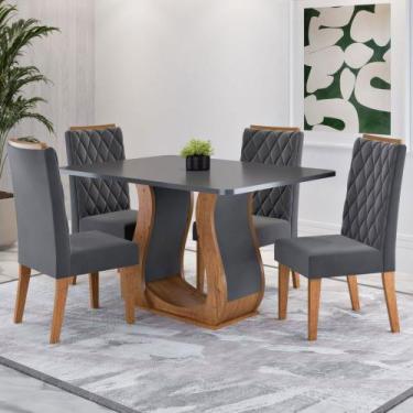 Imagem de Mesa de Jantar 4 Lugares Lana Mel/Cinza/Veludo Cinza - Viero Móveis, C