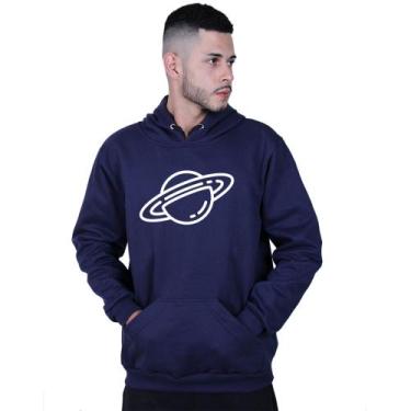 Imagem de Moletom Unissex Canguru Saturno Planeta - Lafre, Azul marinho, G