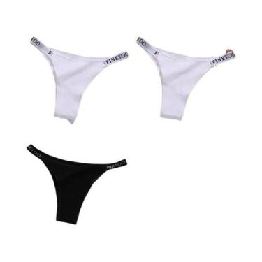 Imagem de Conjunto De 3 Calcinhas Femininas De Algodão, Tanga Sexy, Lingerie Ínt