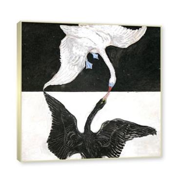 Imagem de Moldura de champanhe. Pôster Hilma Af Klint (O cisne, nº 01), reproduções de pinturas famosas, imagem de arte abstrata para decoração de sala de estar quarto de casa. 40 x 40 cm - 15,7 x 15,7 pol