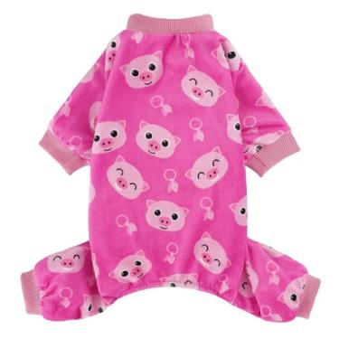 Imagem de Pijama de cachorro para cães médios, Yorkie Chihuahua, roupas para animais de estimação com design de porco, roupas de chá, pijamas para cães pequenos, macacão confortável para filhotes, porco, M