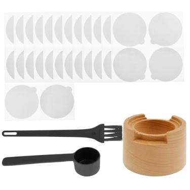 Imagem de ZJRDYYK Kit de cápsulas Vertuo reutilizável para cápsulas Vertuo reutilizáveis com 50 peças de tampas de vedação de folha de alumínio, colher e pincel - suporte de grão de madeira