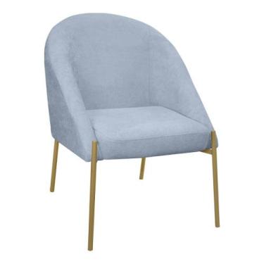 Imagem de Banqueta Poltrona Lua Pé Metal Bouclê Ideal Para Sala Penteadeira Ou S