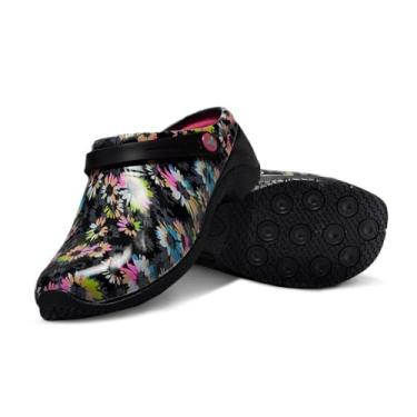 Imagem de Anywear Tamancos de amamentação Zone para mulheres e homens – Sapatos de trabalho leves antiderrapantes com amortecimento excepcional de EVA, palmilhas ventiladas, Fogos de artifício florais, 41