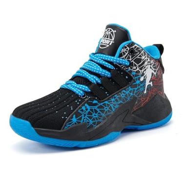 Imagem de Jevaloo Tênis de basquete leve para meninos e crianças, Preto e azul 3, 17