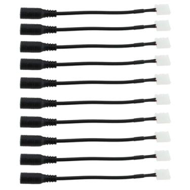 Imagem de TAODAN 10 peças, conector de 2 pinos CC 5,5 x 2,1 mm, plugue fêmea para 2 pinos 8 mm de largura, clipe de fita sem solda, adequado para espelho de vaidade, luz de fundo de TV, luz de armário