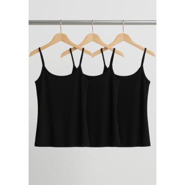 Imagem de Kit 3 Regatas Alcinha Canelada Pretas Salvatore - Salvatore Fashion, P