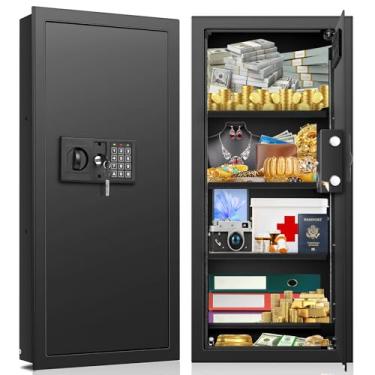Imagem de Cofres de parede de 75 cm de altura entre os parafusos centrais de 40,6 cm, combinação de serviço pesado com 3 prateleiras removíveis, cofre oculto para dinheiro, joias, documentos, passaporte