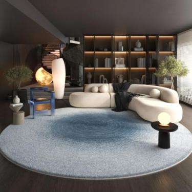 Imagem de Tapetes modernos de estilo simples para decoração de quarto, sala de estar, macios, redondos, degradê, grosso, felpudo, para vestiário (140x140 cm/C)