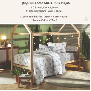 Imagem de Jogo de Cama Solteiro Rugidino Altenburg Mundo Kids 4 Peças  Com Ação 
