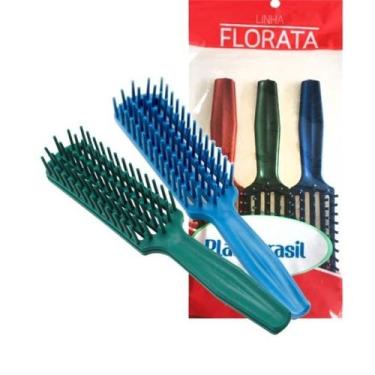 Imagem de Escova de Cabelo Plastibrasil 3 peças Cores Sortidas