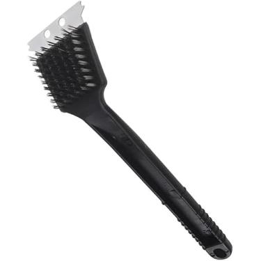 Imagem de Escova para Limpar Grelha Churrasqueira com Espátula 2 em 1 Cerdas Aço Inoxidável Remove Gordura e Sujeiras Limpeza Eficaz