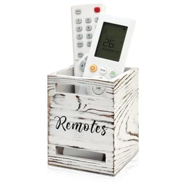 Imagem de Suporte de controle remoto pequeno para mesa de cabeceira, suporte de controle, suporte de parede, organizador de controle remoto para cama, sofá, caixa de controle de madeira, armazenamento de parede