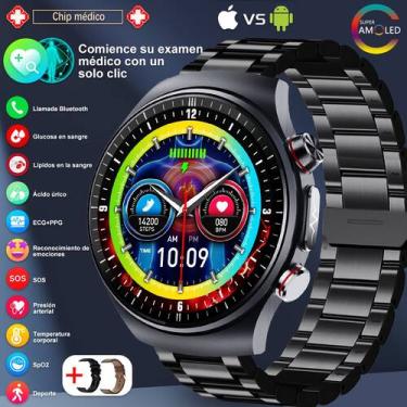 Imagem de Monitor de pressão de glicose no sangue Smartwatch SACOSDING ECG