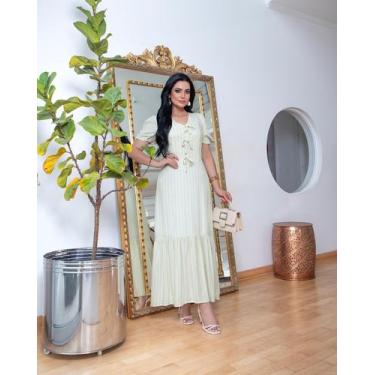 Imagem de Vestido longo em viscolinho katarina - Valeria Alves, M G GG G1