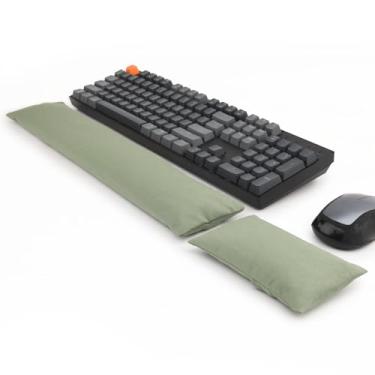 Imagem de CandoCraft Conjunto De Apoio Pulso Para Teclado E Mouse, Ergonômico Com Esferas Ergonômicas Preenchidas, Laptop, Computador Mesa, Verde-Exército Claro
