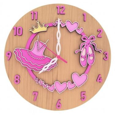 Imagem de Relógio Decorativo Bailarina  MDF 30x30cm Multi Camadas - Ecolaser