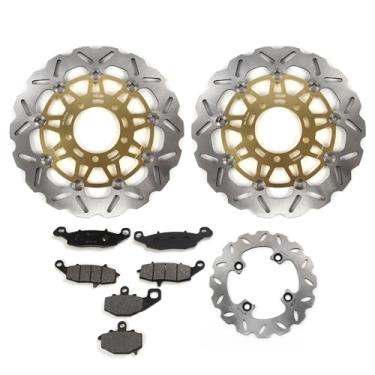 Imagem de Rotores e pastilhas de disco de freio dianteiro traseiro Arashi para Kawasaki ER6N ER6F 2012-2015, KLE Versy.s 650 2007-2014, acessórios de substituição de motocicleta dourado