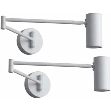 Imagem de Pacote com 2 lâmpadas de parede com braço oscilante de LED branco – Arandelas de cabeceira ajustáveis modernas com cabeças rotativas de 5W para leitura, flexível (3000K)