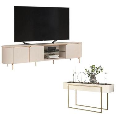 Imagem de Rack Bancada para Sala Ariana e Aparador para Sala Petri Off White  DJ