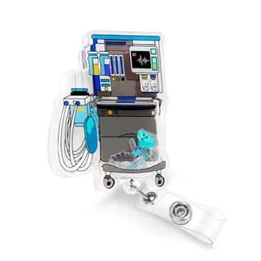 Imagem de Plifal Clipe de suporte de carretel de crachá de enfermeira - máquina anestesiologista retrátil carretel de crachá de cartão de identificação com clipe jacaré, enfermeira, escritório de enfermagem