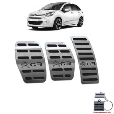 Imagem de Pedaleira Manual Citroen C3 2013 Até 2020 Aço Inox Preto
