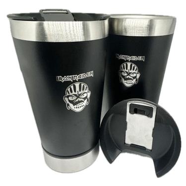 Imagem de 2 Copos Térmico Iron Maiden 500Ml + Tampa + Abridor Embutido