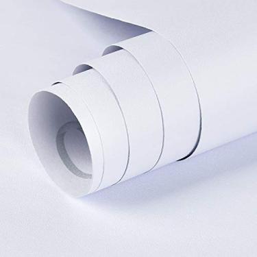 Imagem de Papel de parede Symoden para contato removível, papel de parede espesso para cozinha, balcão, armário, 15.7In x 16.4Ft, Matte White
