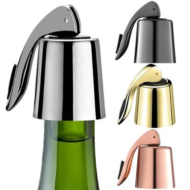 Imagem de Conjunto de 2 rolhas de vinho, Pafusen, rolha de garrafa de vinho de aço inoxidável com vedação de silicone, retenção de frescor de vinho reutilizável, rolha seladora de garrafa de vinho para economia