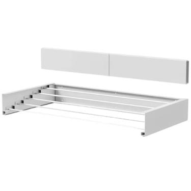 Imagem de Varal de Parede Magico Dobrável Retrátil 80cm 5 Varetas Recolhível Invisível Mágico Roupas Apartamento Espaço Pequeno (Branco)