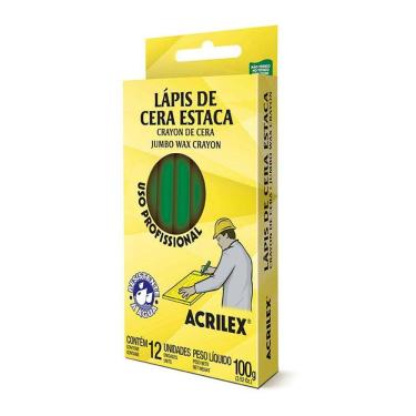 Imagem de Giz de cera estaca verde 12 unidades Acrilex