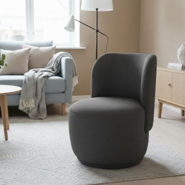 Imagem de Poltrona Decorativa Sala Estar Orgânica Bia Boucle Cinza - Montanaris 