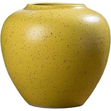 Imagem de LIFOND Vaso de flores amarelo, vaso de cerâmica para casa, restaurante, mesa de café, escritório, decoração de mesa, vaso retrochinês, 3 vasos, vaso de flores, decoração de mesa (A)