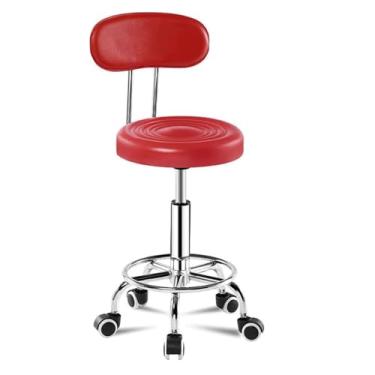 Imagem de YPDJVLTI Banqueta de bar moderna cadeira de bar giratória com encosto de couro PU cadeira alta 44-56 cm carga de ajuste de altura 136 kg banco de balcão bonito