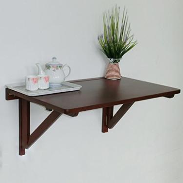 Imagem de LXB Mesa de computador de parede doméstica - mesa de parede de madeira maciça dobrável mesa de jantar mesa de computador mesa de aprendizagem de madeira/cor sequóia / 80 × 50 cm