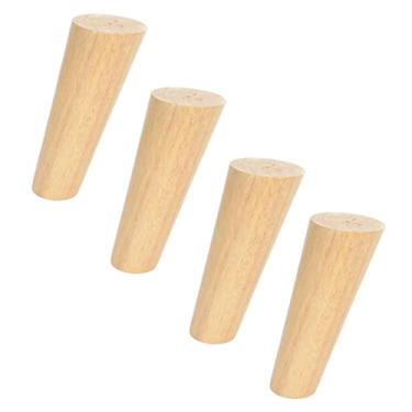 Imagem de Conjunto de 4 pernas de móveis de madeira, pernas de sofá de substituição, pés de armário, pernas cônicas de mesa de café, pernas de mesa, para otomano, banco, cômoda, com placa de montagem e