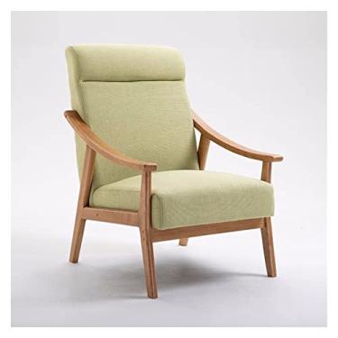 Imagem de UISLA Braço para sala de estar, armação de madeira moderna de meados do século para sala de estar, confortável para quarto, moldura de madeira acolchoada lateral fácil de montar