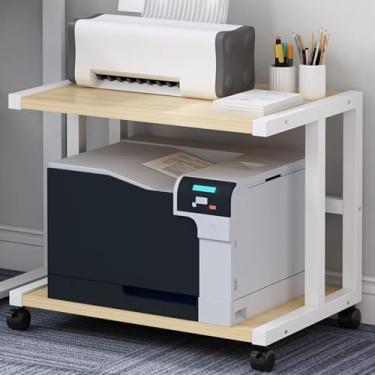 Imagem de Prateleira Priter Stad 2 Tiers, Prateleira De Livros De Armazenamento De Madeira Moder Orgaizor Para Escritório Em Casa, Copiadora Móvel A Laser Stad, Carrinho De Mesa R, Log Color, 48CM×38CM×45CM