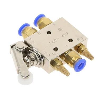 Imagem de TAC2-41P Válvula de exaustão 2 posições 5 vias interruptor de alavanca de rolo auto-reset válvula mecânica pneumática rosca 1/8 com acessórios 1 peça (TAC2-41P-PC8MM)