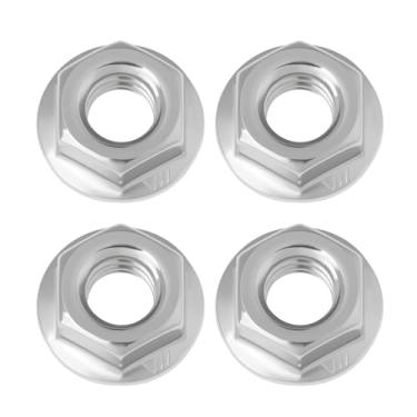 Imagem de Micro Traders 4 peças 5/16-24 UNF porcas de flange sextavadas de aço inoxidável 7593 compatíveis com coletores de escape Har-Ley Davidson Big Twin