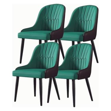 Imagem de Cadeira de jantar, cadeiras modernas para sala de jantar, cadeira de jantar estofada, conjunto de 4 cadeiras de jantar modernas de couro com encosto alto acolchoado macio pés de aço resistente com