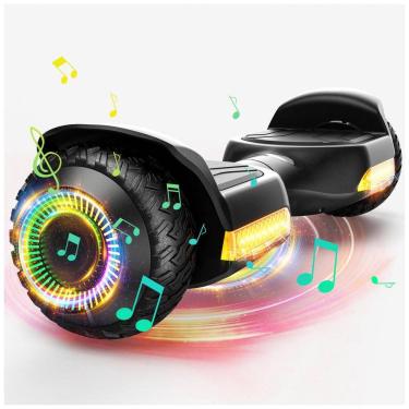 Imagem de Hoverboard SIMATE Preto 6,5&quot; com Bluetooth, Luzes LED e Certificação UL2272 – Até 13,7 km/h, Autonomia de 12,8 km