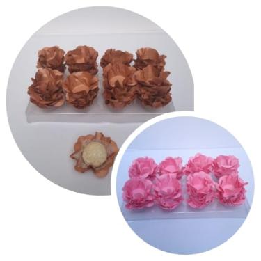 Imagem de Forminhas para Doces, 80 Peças Decorativas em Formato de Flor para Festas, Casamentos e Aniversários (Rosa Claro e Rosê Gold)