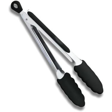 Imagem de Pegador de Silicone Culinário Premium com Cabo Inox Antiderrapante – Pinça Multiuso para Churrasco, Salada, Air Fryer, Grelhados e Frituras Antiaderentes