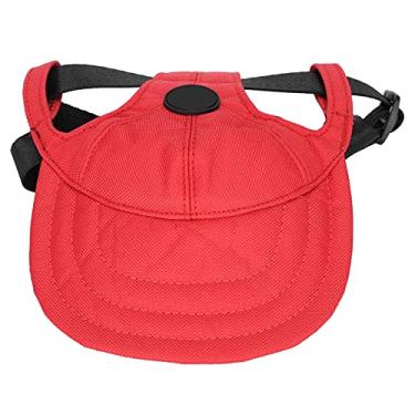 Imagem de AYNEFY Boné de Beisebol para Cães, Chapéu Vermelho Ajustável para Animais de Estimação Com Furos Nas Orelhas, Proteção Solar para Cães Pequenos e Médios, Perfeito para Atividades Ao Ar Livre (L)