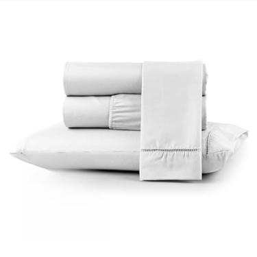 Imagem de Jogo de Lençol Queen 3 Peças 400 Fios Micropercal com Elástico Perimetral e Toque Aveludado (BRANCO,KING)